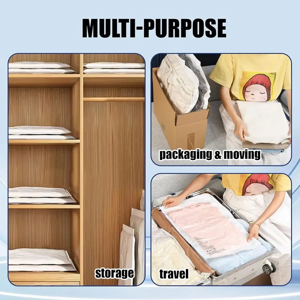 10 Pack Small Vacuum Storage Bags w Hand Pump Space Saver for Clothes Bedding